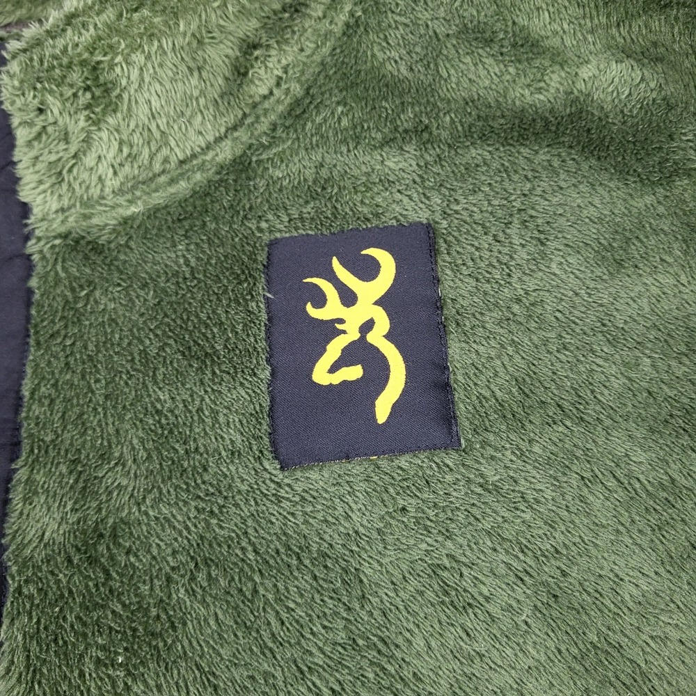 Browning Mens XXL Olive Green High Pile Fleece Quarter Snap Pullover Jacket - Picture 6 of 10
